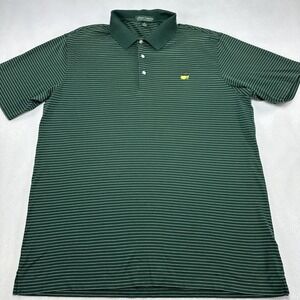 Masters Amen Corner Shirt Mens XL Green Stripe Short Sleeve Golf Polo Pima